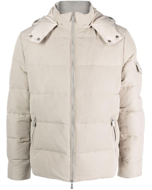 Eleventy Natural Zip-up Quilted Down Jacket for men
