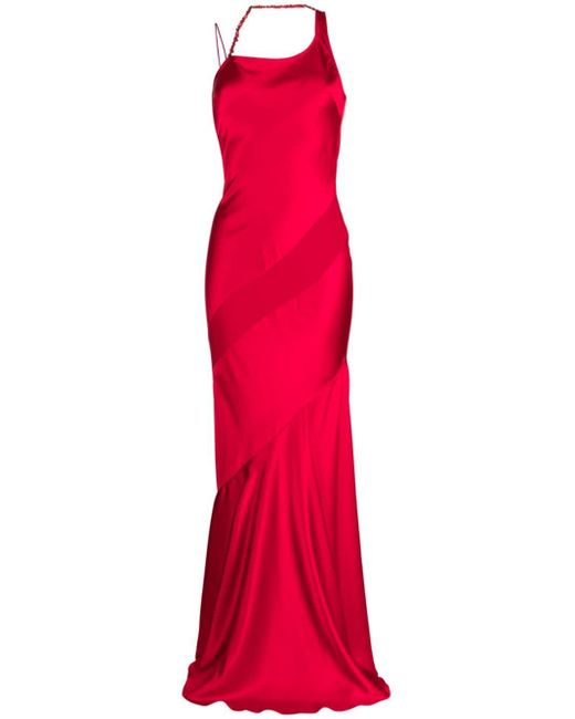 Alejandra Alonso Rojas Red Sleeveless Silk Maxi Dress