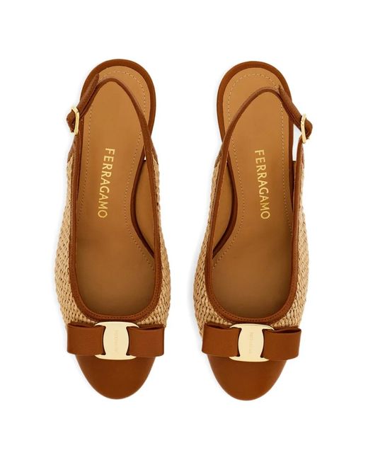 Ferragamo Brown Vara Bow Slingbacks