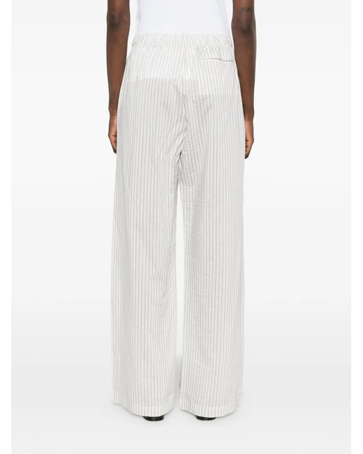 Rohe White Stripe-Pattern Trousers