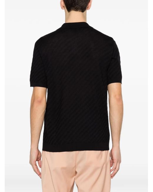 Emporio Armani Black Jacquard Polo for men