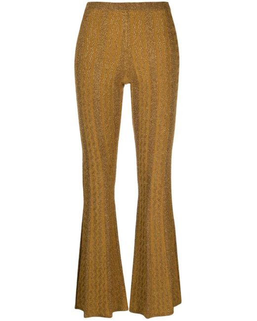 Sandro Natural Zigzag Lurex Flared Trousers