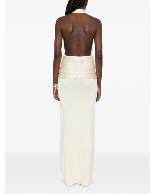 AYA MUSE White Sereia Knotted-Waist Maxi Dress