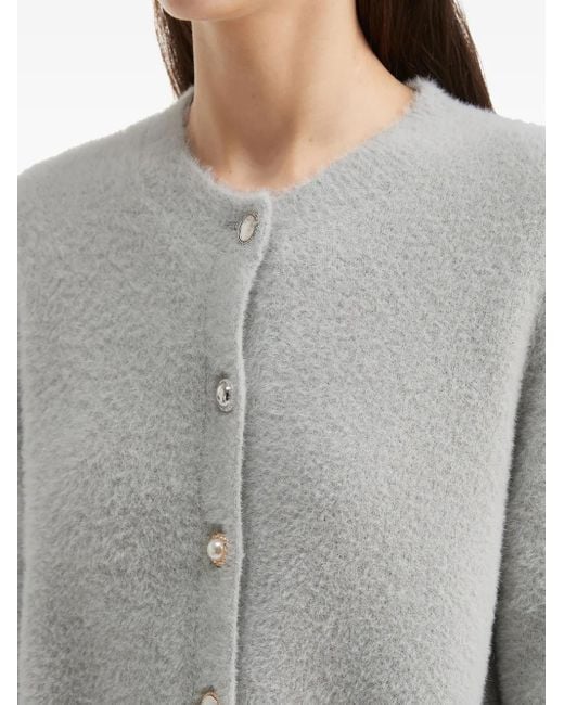 B+ AB Gray Embellished-Button Cardigan