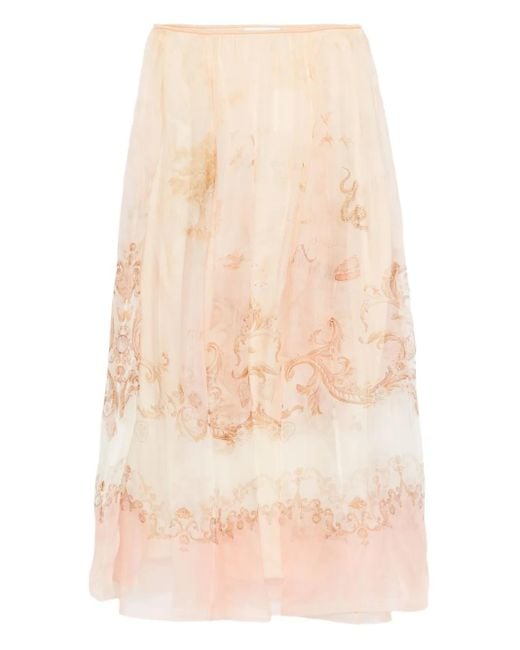 Zimmermann Natural Silk Pleated Skirt