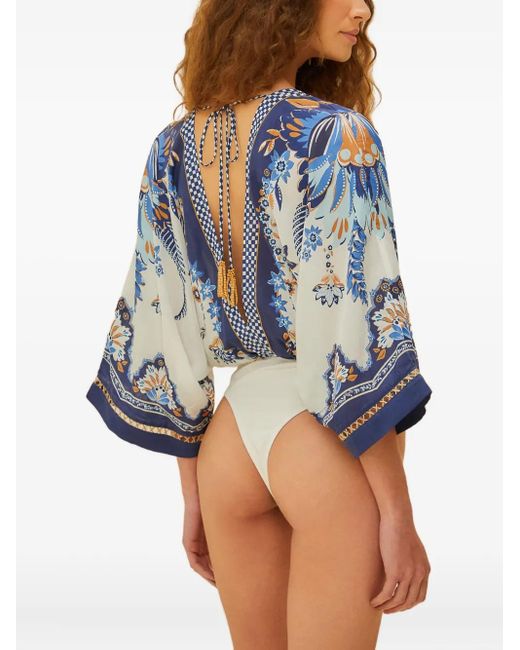 Body con estampado floral y cuello en V Farm Rio de color Blue