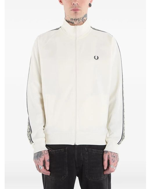 Fred Perry White Logo-Tape Track Jacket for men