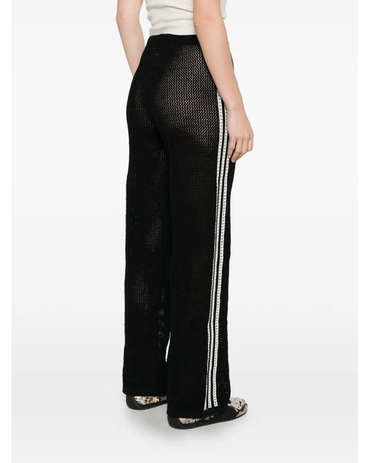 Adidas Black Three-Stripe Open-Knit Trousers