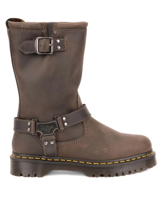 Dr. Martens Brown Buckle-strap Biker Boots for men