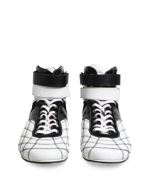 Dolce & Gabbana White Quilted Touch-Strap Sneakers for men