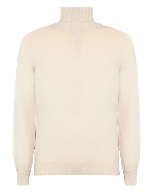 Fedeli Rollkragenpullover mit geripptem Saum in Natural für Herren