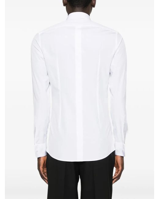 Dolce & Gabbana White Cotton Poplin-Fit Tuxedo Shirt for men