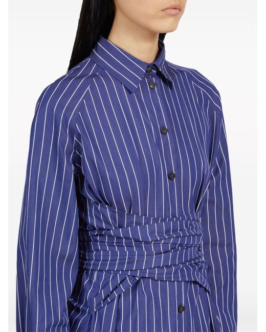 Ferragamo Blue Gestreiftes Hemd mit Schärpendetail