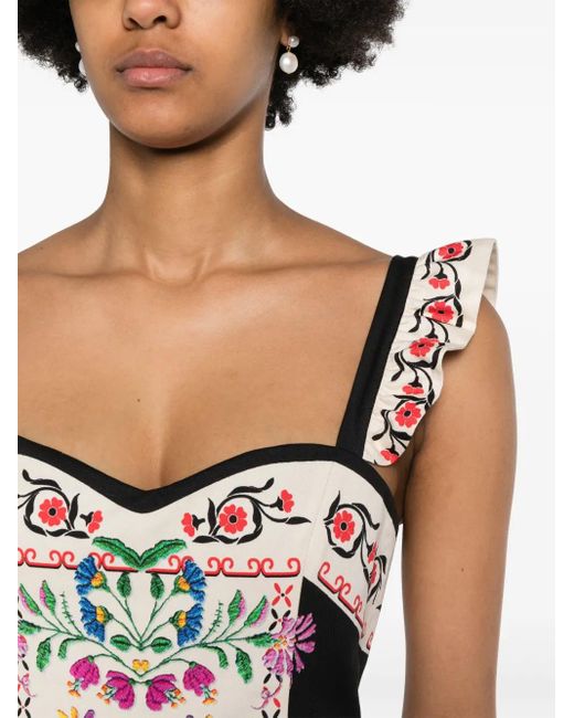 LaDoubleJ White Floral Gingerbread Midi Dress