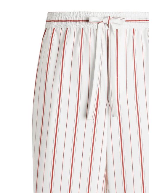 Dolce & Gabbana White Striped Drawstring Trousers for men