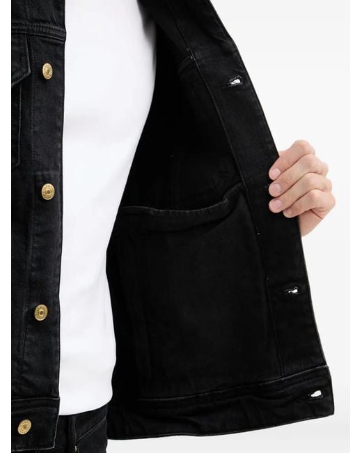 ARMANI EXCHANGE Black Logo-Patch Denim Jacket for men