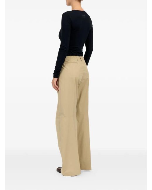 MM6 by Maison Margiela Natural Raw-Edge Pleated Trousers