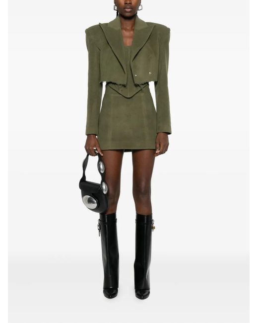 Vestiaire d'un Oiseau Libre Green Frayed-Hem Wide-Lapels Jacket