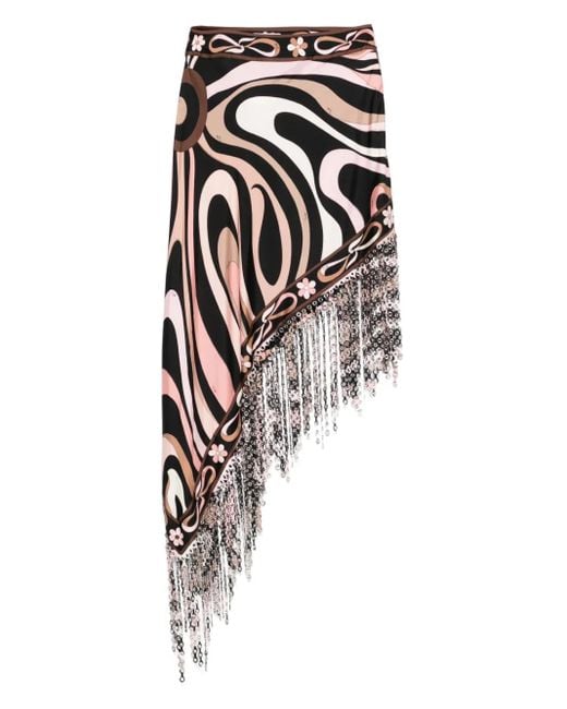 Emilio Pucci White Sequin-Fringed Skirt