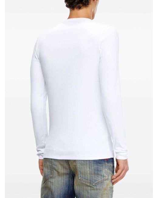 T-shirt D-Ribber a maniche lunghe di DIESEL in White da Uomo
