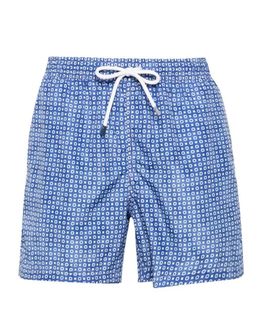 Fedeli Blue Madeira Graphic-print Swim Shorts for men