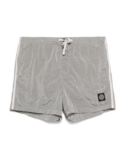 Stone Island Gray Nylon Swim Shorts for men