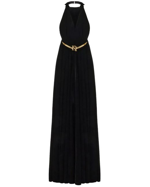 Elisabetta Franchi Black Halterneck Maxi Dress