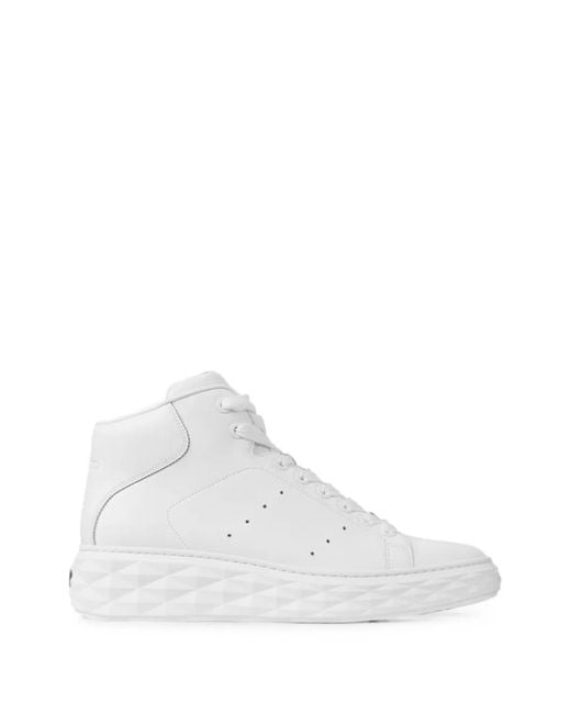 Jimmy Choo White Diamond Maxi Hi Sneakers for men