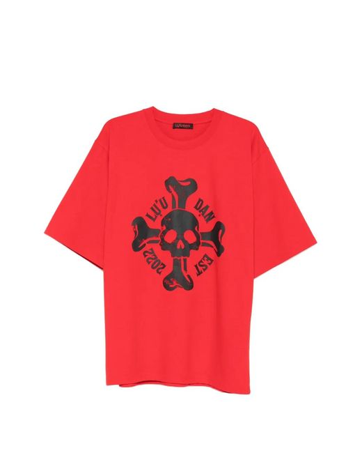 LỰU ĐẠN Red Skull-Print T-Shirt for men