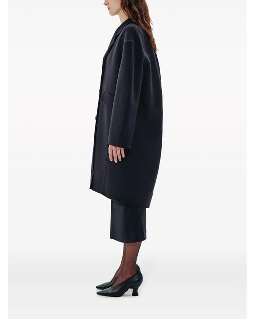Another Tomorrow Blue Wool Cocoon Coat