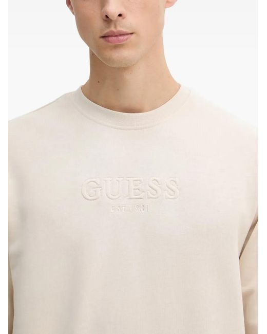 Guess White Logo-Embroidered Sweatshirt for men