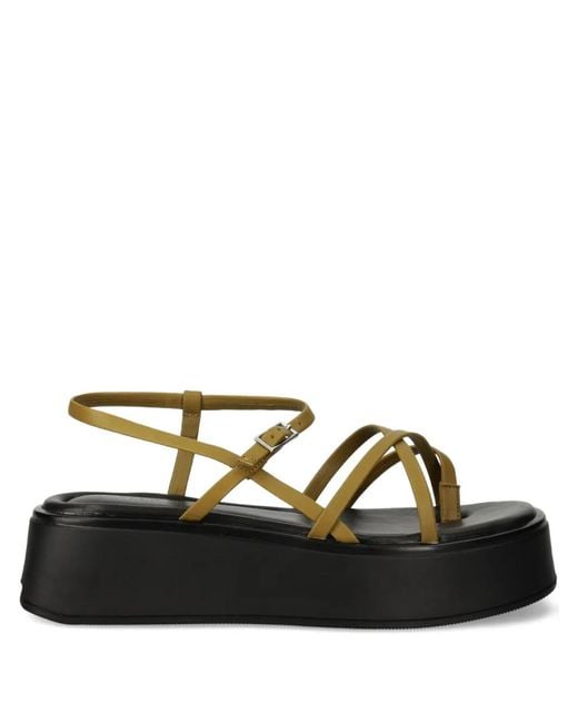 Vagabond Black Courtney Crossover-Strap Platform Sandals