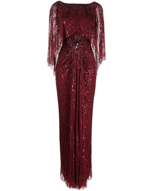 Jenny Packham Red Mae Sequin-embellished Dress