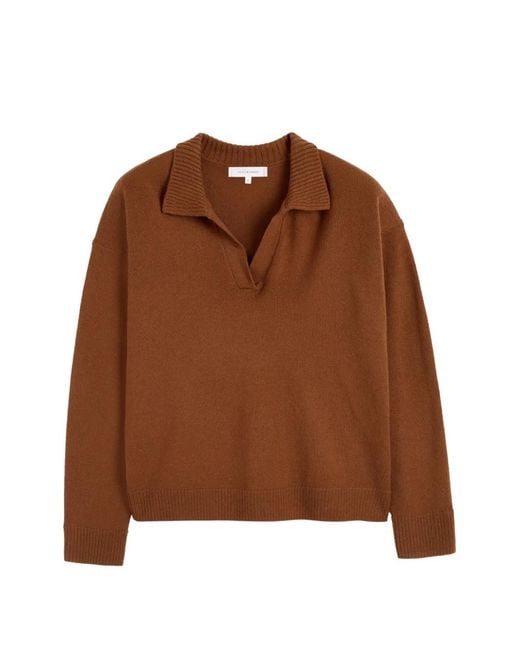 Chinti & Parker Brown Collared Long-Sleeve Sweater