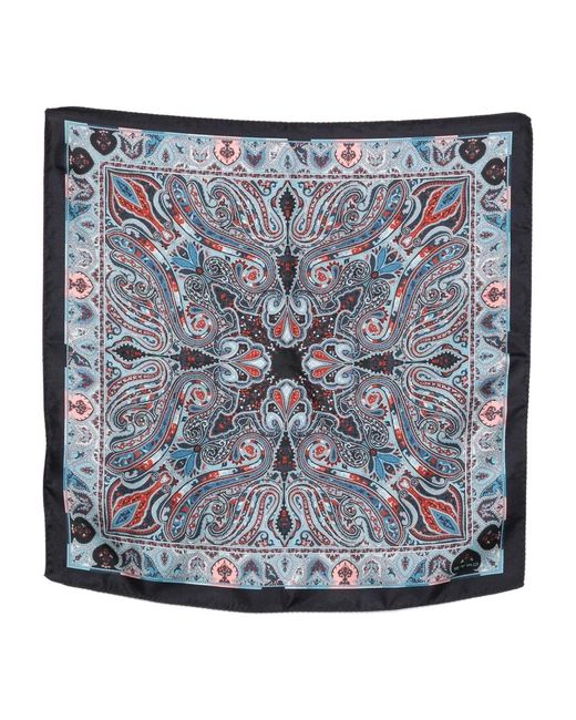 Etro Blue Paisley-Pattern Silk Scarf for men