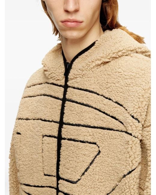 DIESEL Natural S-Zat Logo-Detail Teddy Hoodie for men