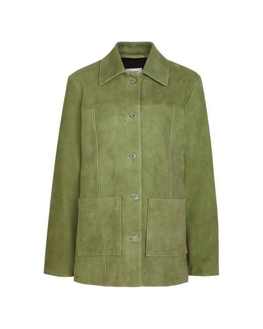Reformation Green Lincoln Suede Shirt Jacket