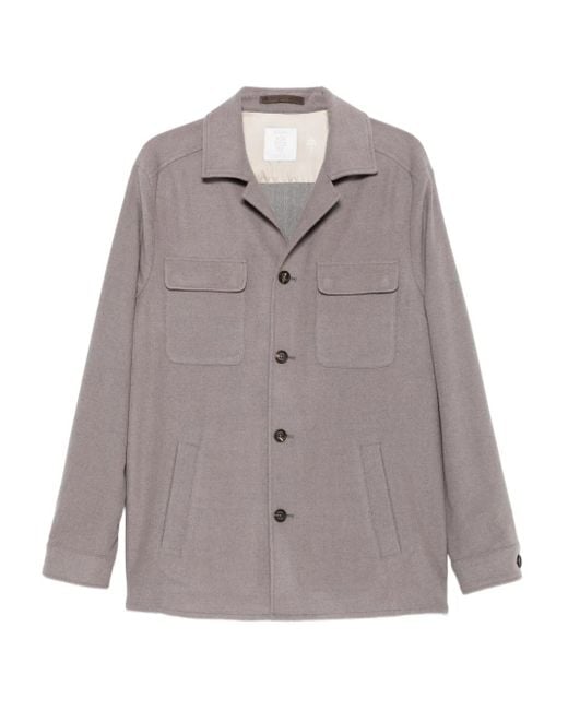 Eleventy Gray Button-Fastening Patch-Pocket Jacket for men
