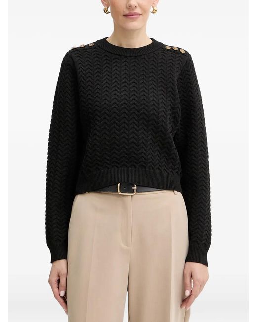 Guess Black Chevron Buttoned Sweater