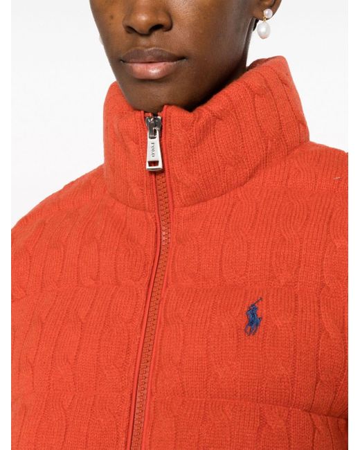 Polo Ralph Lauren Orange Polo Pony Quilted Cable-knit Jacket