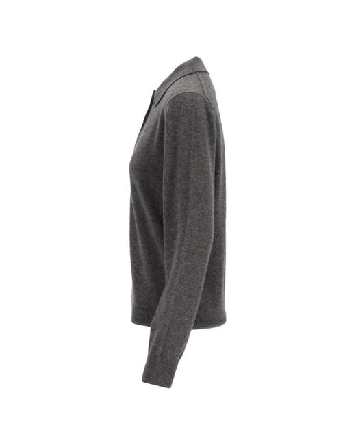 Maison Margiela Gray Draped Collar Wool Polo Sweater