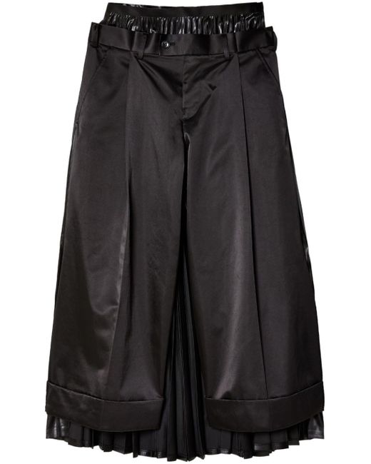 Pantalones capri plisados Junya Watanabe de color Black