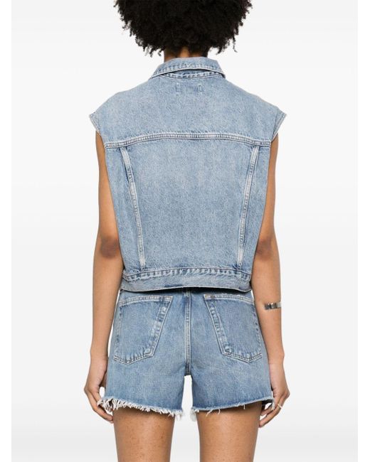 Agolde Blue Charli Distressed Denim Vest