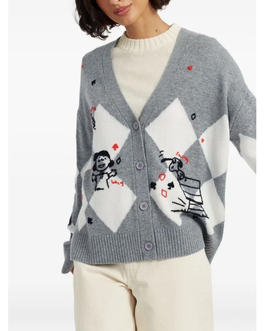 X Peanuts Cardigan À Losanges Chinti & Parker en coloris Gray