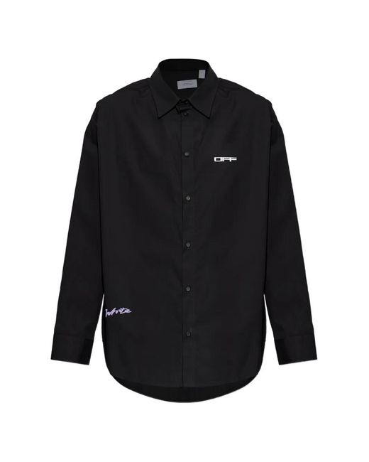 Off-White c/o Virgil Abloh Blue Logo-Print Cotton Shirt for men