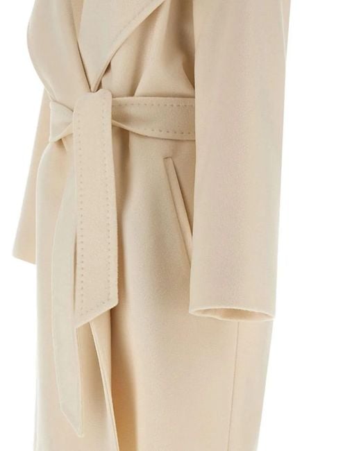 Max Mara Natural Hooded Belted Wool Coat