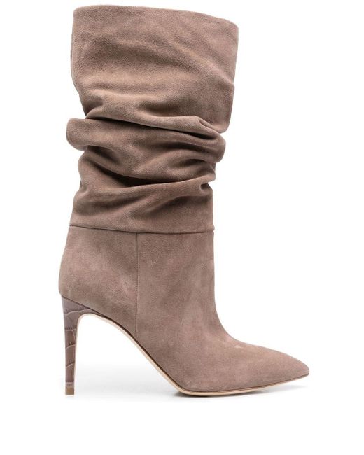 Paris Texas Slouchy 85mm Suede-leather Boots in Natural | Lyst UK