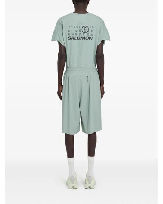 MM6 MAISON MARGIELA X SALOMON Green X Salomon Numbers-Print Shorts for men
