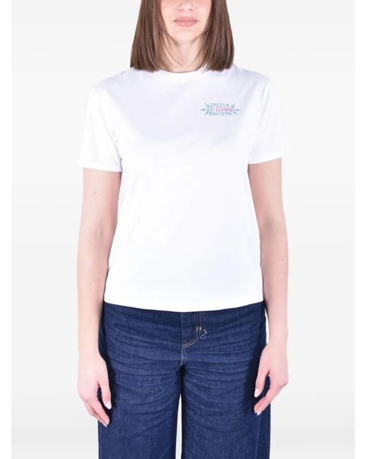 Mc2 Saint Barth White T-Shirt À Broderies