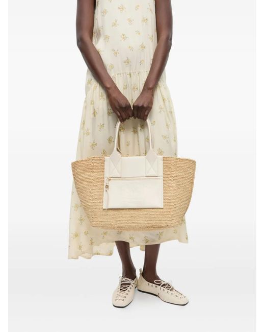 Ganni White Shopper Raffia
